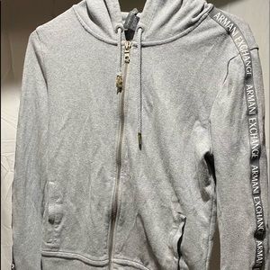 Armani exchange hoodie gray in color